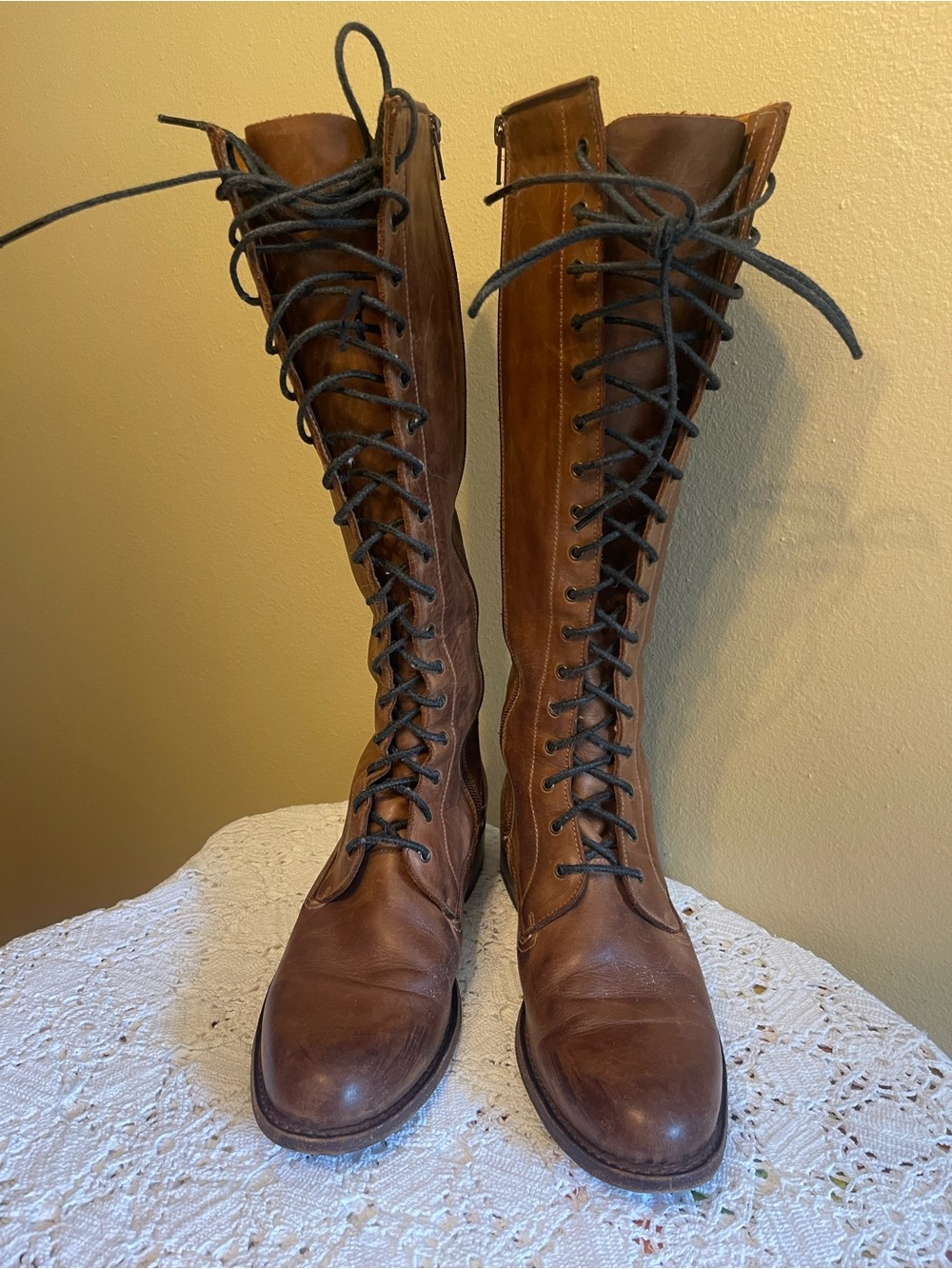 Frye Tall Lace-Up to the knee, Leather Boots - Picture 2 of 7